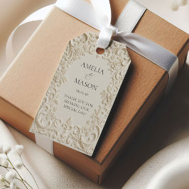 Elegant Baroque Embossed Style Wedding Geschenkanhänger