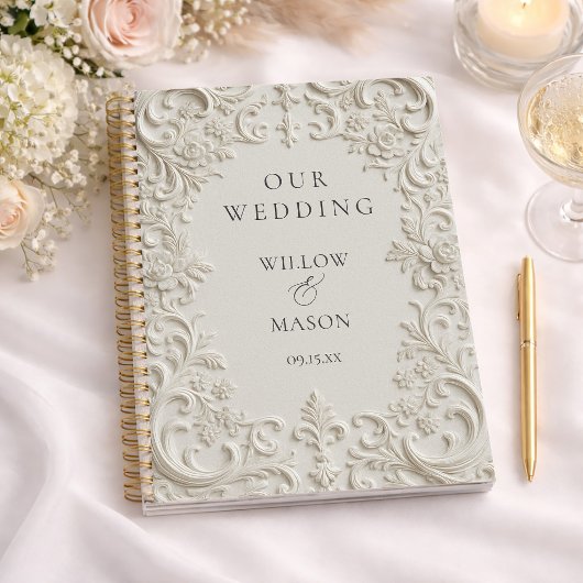 Elegant Baroque Ivory Floral Classic Wedding Planer