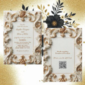 Elegant Baroque Opulence Ivory Gold Frame Wedding Einladung