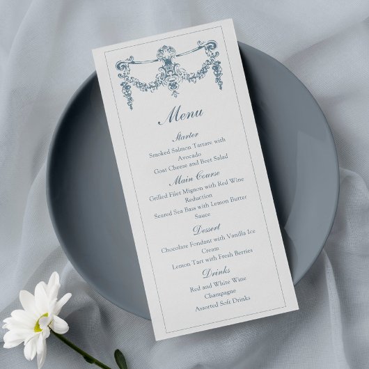 Elegant Baroque Ornament Wedding Menu Menükarte