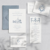 Elegant Baroque Ornament Wedding Menu Menükarte