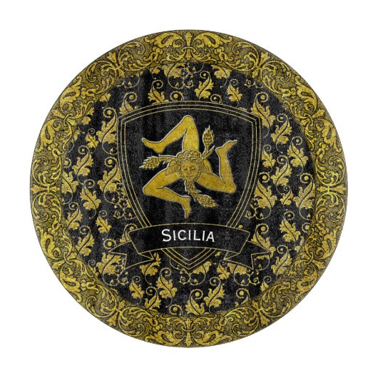 Elegant Baroque Sicilian Trinacria Schneidebrett (Vorderseite)