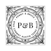 Elegant Baroque Wooden Return Address Stamp Gummistempel (Prägung)