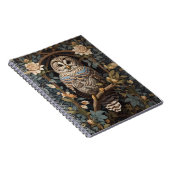 Elegant Barred Owl William Morris Inspiriert Notizblock (Rechte Seite)