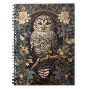 Elegant Barred Owl William Morris Inspiriert Notizblock