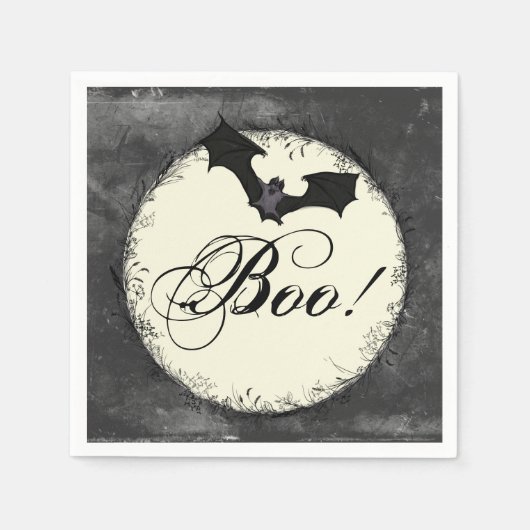 Elegant Bat Boo Halloween Serviette (Vorderseite)