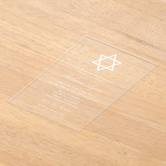 elegant Bat Mitzvah Acryleinladungen (Ablage )