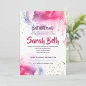 Elegant Bat Mitzvah Glitzer Einladung (Stehend Vorderseite)