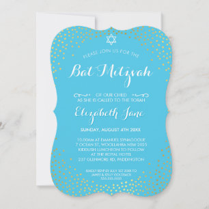 ELEGANT BAT MITZVAH Mini rustikale Goldkonfetti aq Einladung