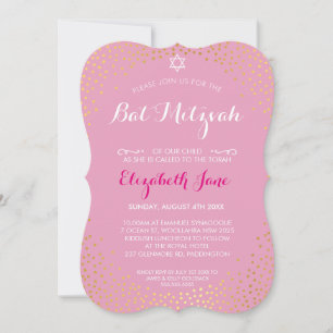 ELEGANT BAT MITZVAH Mini rustikale Goldkonfetti pi Einladung