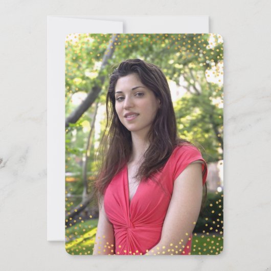 ELEGANT BAT MITZVAH Mini rustikale Goldpuppe Einladung (Rückseite)