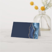 Elegant Bat Mitzvah Navy Blue Gold Agate Platzkarte (Rückseite)