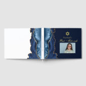 Elegant Bat Mitzvah Navy Blue Gold Foil Gästebuch (Voll)