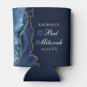 Elegant Bat Mitzvah Party Navy Blue Gold Custom Dosenkühler (Rückseite)