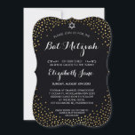 ELEGANT BAT MITZVAH rustikaler Goldkonfetti schwar Einladung<br><div class="desc">HINWEIS - der glänzende Goldeffekt ist ein gedrucktes BildEine niedliche Konfetti, Polka Dot Design mit Goldfolie suchen Sie nach den BAT MITZVAH INVITATIONS Ihres Kindes. Wow Ihre Freunde und Familie mit dieser kleinen Zahl .D Setup als Vorlage ist es einfach für Sie, Ihre eigenen Daten hinzufügen, Ihr Foto hinzufügen oder...</div>