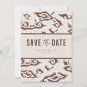 Elegant Batik Beauty: Vintag Brown Save the Date (Vorderseite)