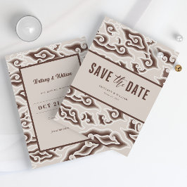 Elegant Batik Beauty: Vintag Brown Save the Date