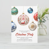 Elegant Bauble Festivals | Feiertag Einladung (Stehend Vorderseite)
