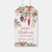 Elegant bauble pine floral watercolor Christmas Geschenkanhänger (Vorderseite)