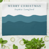 Elegant Bauble Red Bow Frohe Weihnachten Aquamarin Geschirrtuch (Gefaltet)