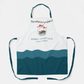 Elegant Bauble Red Bow Frohe Weihnachten Aquamarin Schürze (Vorderseite)