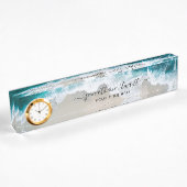 Elegant Beach Aqua Blue Green Script Modern Namensplakette