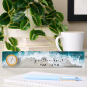 Elegant Beach Aqua Blue Green Script Modern Namensplakette