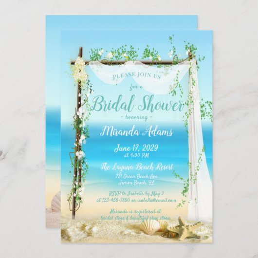 Elegant Beach Arbor Bridal Shower Einladung (Vorne/Hinten)