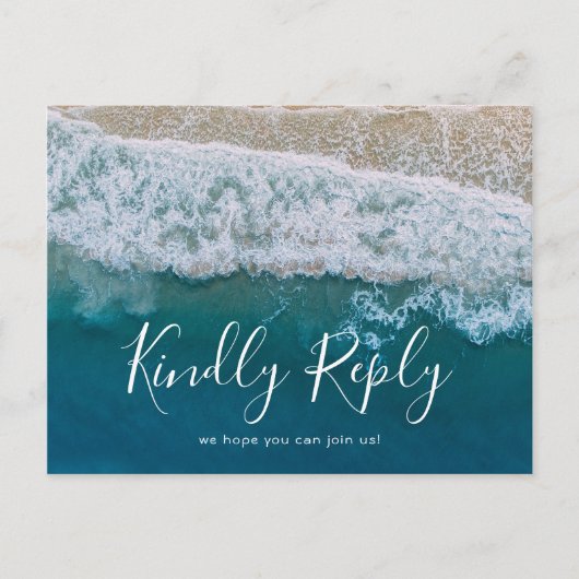 Elegant Beach Blue Ocean Wedding RSVP Einladungspostkarte (Vorderseite)