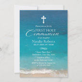 Elegant Beach First Holy Communion Einladung (Vorderseite)
