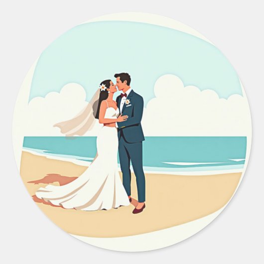 Elegant Beach Kiss Sticker (Vorderseite)
