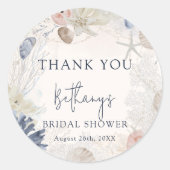 Elegant Beach Nautical Brautparty Vielen Dank Runder Aufkleber (Vorderseite)