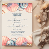Elegant Beach Seashell Modernes Script-Brautparty Einladung