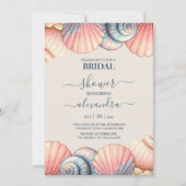 Elegant Beach Seashell Modernes Script-Brautparty Einladung (Vorderseite)