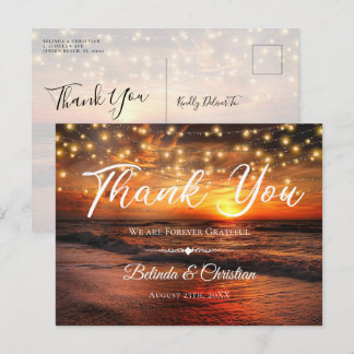 Elegant Beach String Lights Summer Vielen Dank Postkarte