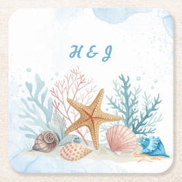 Elegant Beach-themed Coastal Wedding Rechteckiger Pappuntersetzer