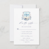 Elegant Beach Wappen Monogram Wedding RSVP Karte (Vorderseite)