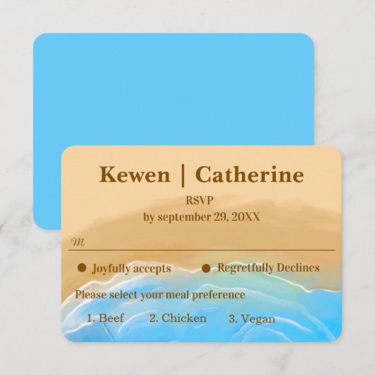 Elegant Beach Watercolor wedding rsvp card Karte (Vorne/Hinten)
