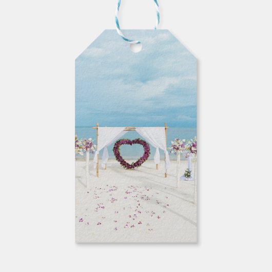 Elegant Beach Wedding Floral Arbor Vielen Dank Geschenkanhänger (Rückseite)