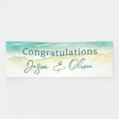 Elegant Beach Wedding Herzlichen Glückwunsch Banner (Horizontal)