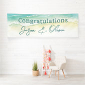 Elegant Beach Wedding Herzlichen Glückwunsch Banner (Insitu)