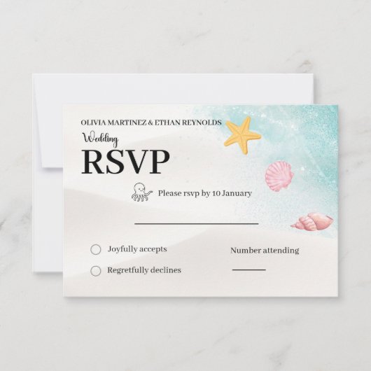 Elegant Beach Wedding RSVP Card Karte (Vorderseite)