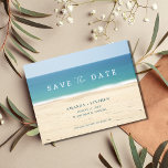 Elegant Beach Wedding Save the Date Ankündigungspostkarte<br><div class="desc">Elegante und einfache Hochzeit am Strand Save the Date Postkarten für Ihr Ziel Hochzeit am Strand. Fügen Sie Ihre Daten mithilfe der Vorlage zur Vorder- und Rückseite der Karte hinzu.</div>