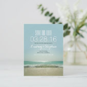 Elegant Beach Wedding Save the Date Ankündigungspostkarte (Stehend Vorderseite)
