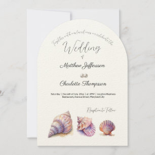 Elegant Beach Wedding Seashells Pearls Nautical Einladung