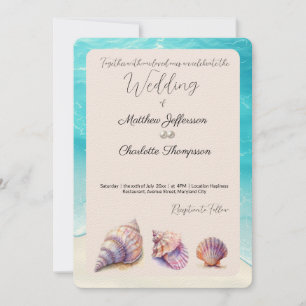 Elegant Beach Wedding Seashells Pearls Nautical Einladung