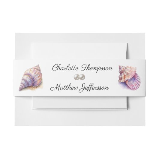 Elegant Beach Wedding Seashells Pearls Nautical Einladungsbanderole (Vorderseite Beispiel)