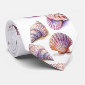 Elegant Beach Wedding Seashells Pearls Nautical Krawatte (Gerollt)