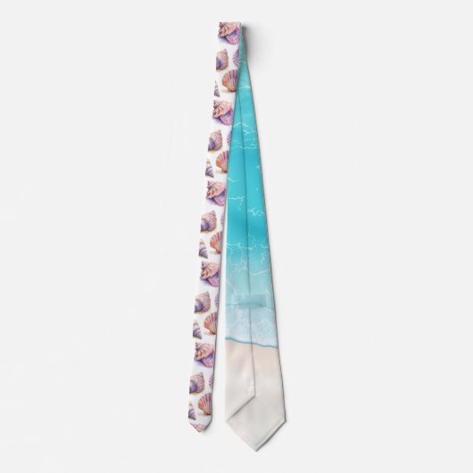 Elegant Beach Wedding Seashells Pearls Nautical Krawatte (Rückseite)