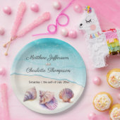 Elegant Beach Wedding Seashells Pearls Nautical Pappteller (Party)